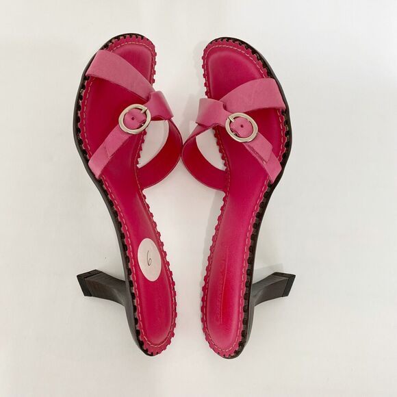 Coldwater Creek Sandal Womens Size 9 Leather Open Toe Buckle Accent 2.25" Spool - Picture 7 of 12